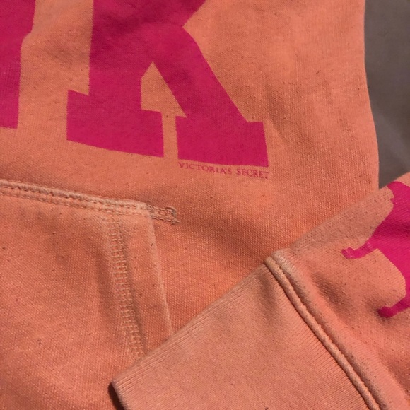 VS PINK Tunic Notched Neck Orange Hoodie Sz S M Long - Picture 2 of 3